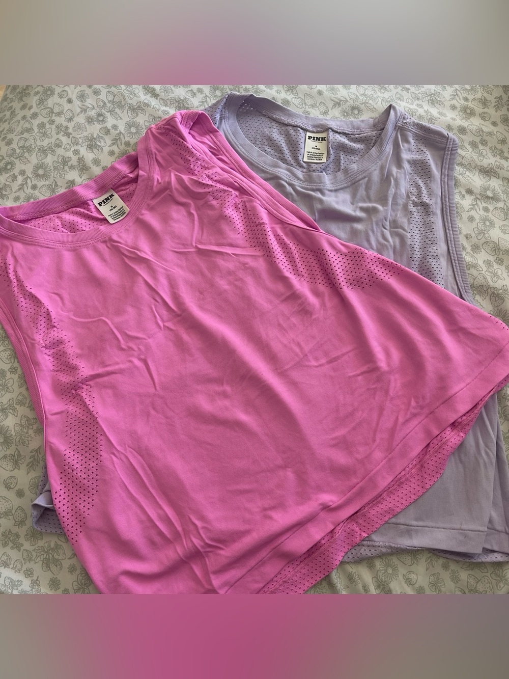 PINK Victoria's Secret Two-Pack Athletic Tank Tops in Hot Pink and Lavender